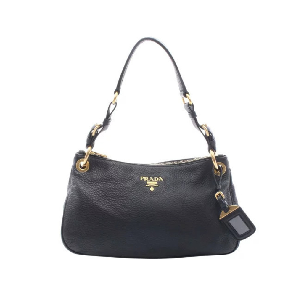 Prada Vitello Daino Shoulder Bag Leather Black